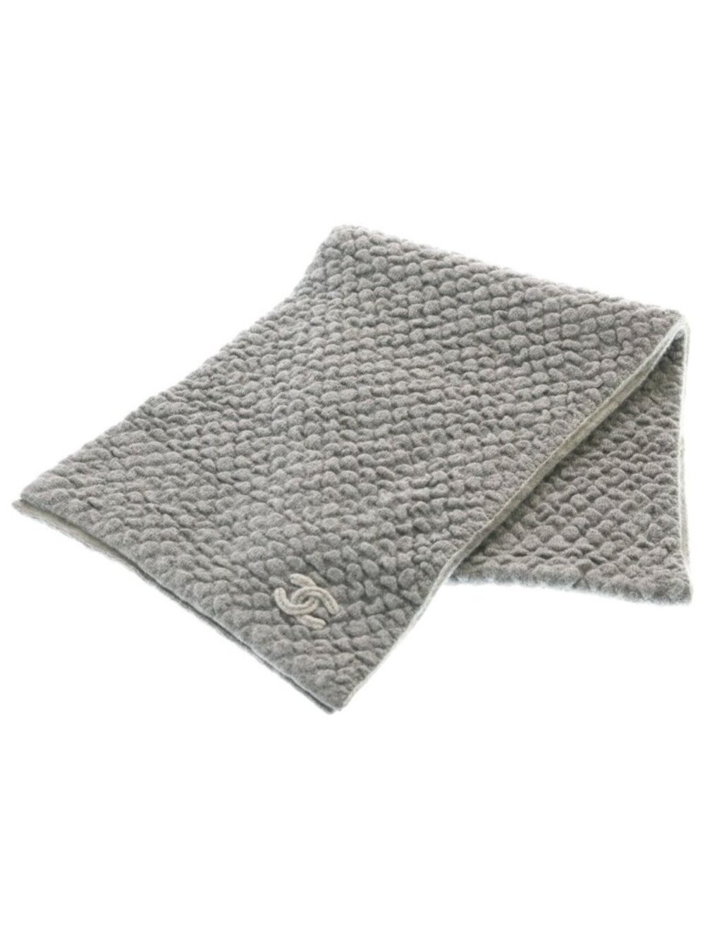 Chanel CC Logo Shawl Gray Cashmere Silk Scarf